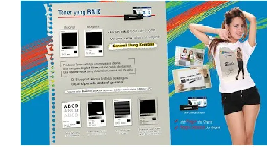 gambar atau document ke media kertas, saat ini ada banyak sekali produsen-produsen toner untuk printer jenissekarang kita sudah tau pasti kalau jenis printer laser menggunakan toner sebagai bahan yang akan mencetaklaser dengan berbagai macam merk, yang semua nya menyatakan produk mereka adalah yang terbaik, tapikenyataan nya tidak, masih banyak sekali mesin fotokopi atau printer-printer milik pribadi dan instansi yangkualitas cetak nya tidak baik, seperti ketajaman warna kurang, atau warna yang kusam, persentase tinta tidakmerata.