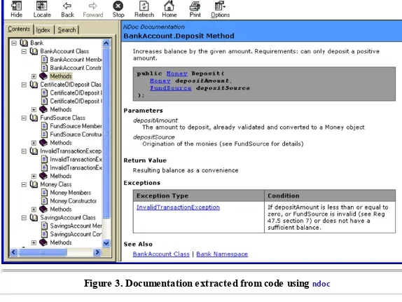 Figure 3. Documentation extracted from code using ndoc