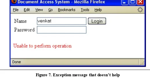 Figure 7. Exception message that doesn’t help
