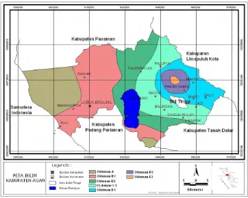 Gambar 5  Peta Iklim Kabupaten Agam Berdasarkan Zona Oldeman. 