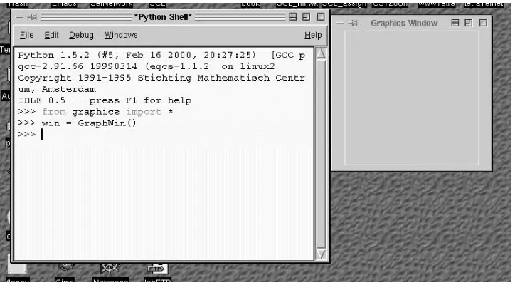 Figure 5.1: Screen shot with a Python window and a GraphWin