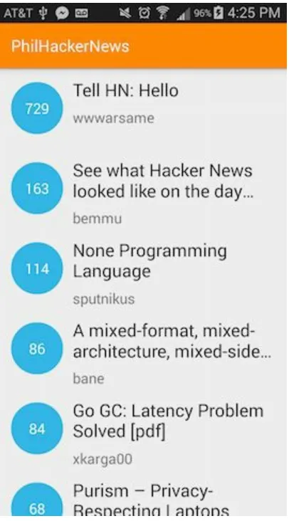 Figure 1-1. An Android HackerNews client
