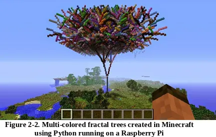 Figure 2-2. Multi-colored fractal trees created in Minecraft