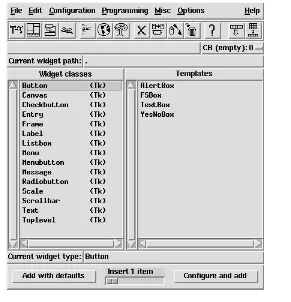 Figure  2.4. A screen dump showing the main window of XF, an interactive application builder forTcl and Tk.