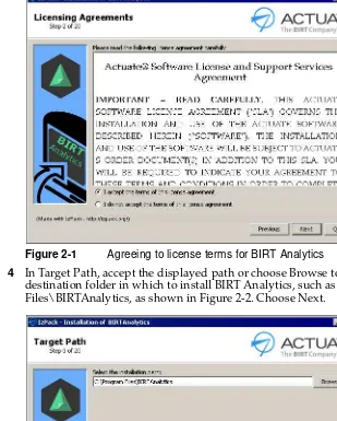Figure 2-1Agreeing to license terms for BIRT Analytics