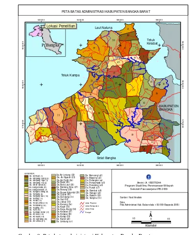 Gambar 8  Peta batas administrasi Kabupaten Bangka Barat 