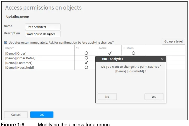Figure 1-9Modifying the access for a group