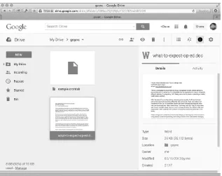 Figure 13-1: Sample.crontab and an ofﬁce document synced with Google Drive auto-matically show up online