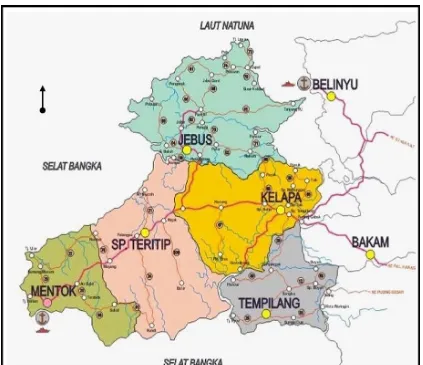 Gambar 2.2 Peta Administratif Kabupaten Bangka Barat 