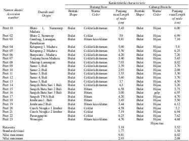 Tabel 1. Karakteristik batang dan cabang cabe jawa di beberapa sentra produksi      Table 1