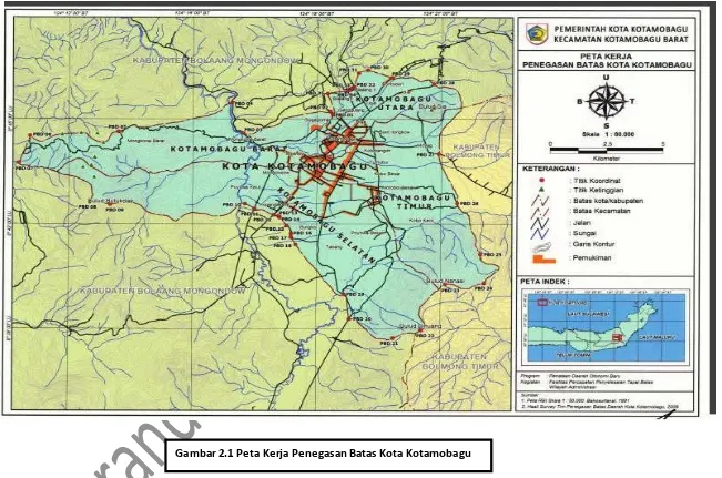 Gambar 2.1 Peta Kerja Penegasan Batas Kota Kotamobagu 
