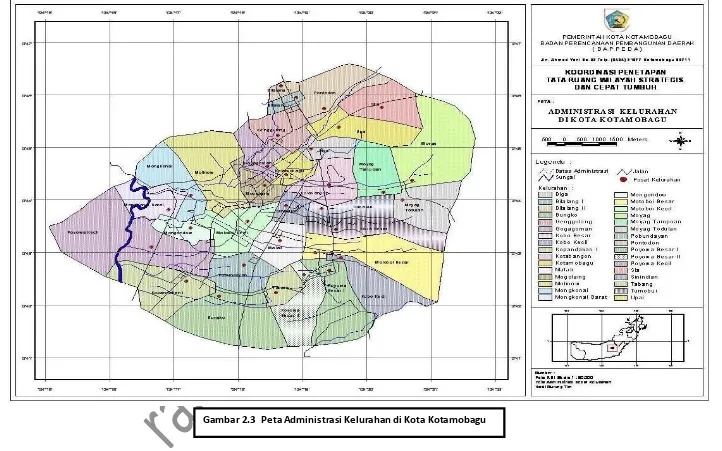 Gambar 2.3  Peta Administrasi Kelurahan di Kota Kotamobagu 
