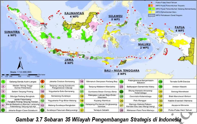 Gambar 3.7 Sebaran 35 Wilayah Pengembangan Strategis di Indonesia 