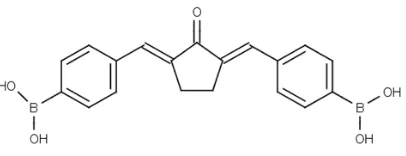 Figure 1. Chemical Structure of 2,5-bis(4-boronic acid)benzylidine cyclopentanone or Pentagamaboronon-0 (PGB-0)