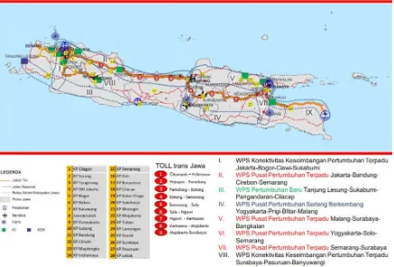 Gambar 3. 1 Konsepsi Pengembangan Wilayah Pengembangan Strategis (WPS) Pulau Jawa Berdasarkan gambar diatas, dapat diketahui bahwa Kabupaten Semarang termasuk kedalam wilayah yang dilalui oleh rencana pengembangan infrastruktur dalam konsep pengembangan WP
