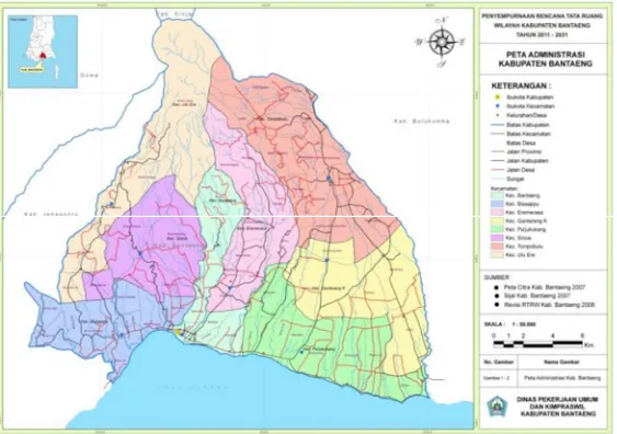 Gambar 2.2 Peta Administrasi Wilayah Kabupaten Bantaeng