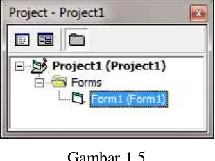 Gambar 1.5 Project Explorer merupakan tempat untuk melihat daftar form dan modul project 
