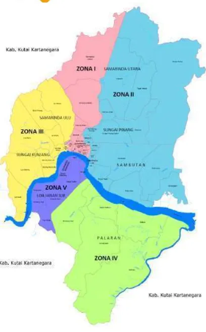 Gambar 3.7 Peta Rencana Wilayah Pelayanan (Zonasi) Kota Samarinda