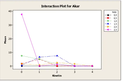 Gambar 4.7. Grafik perbandingan rata-rata jumlah akar dengan konsentrasi zpt 