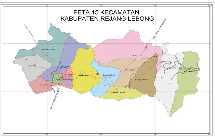 Gambar 2.1. Peta Administrasi Pemerintahan Kecamatan dalam Lingkup Kabupaten Rejang Lebong