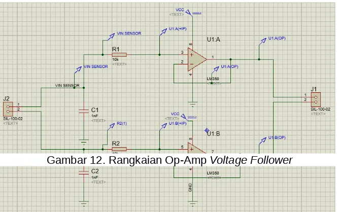 Gambar 12. Rangkaian Op-Amp Voltage Follower