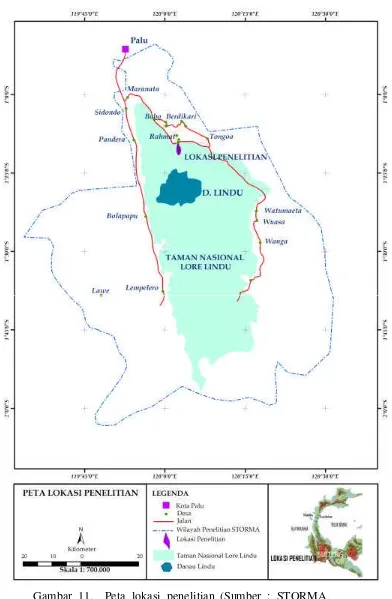 Gambar 11.  Peta lokasi penelitian (Sumber : STORMA,   2004; Bakosurtanal, 1991)  
