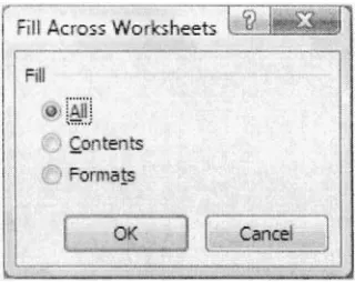 Figure 1-27. The Fill Across Worksheets dialog box. 