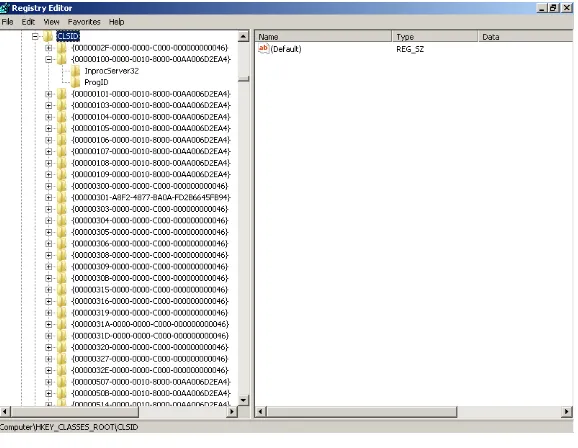 fIguRE 1-7 COM CLSID hive in the Windows registry.