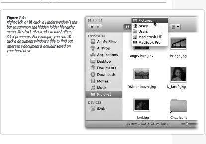 Figure 1-9:Right-click, or c-click, a Finder window’s title 