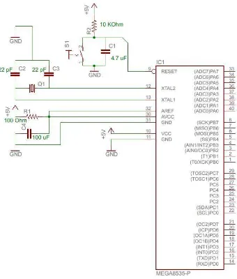Gambar 3.2. Rangkaian Skematik Sistem Minimum Mikrokontroler ATMega 8535 