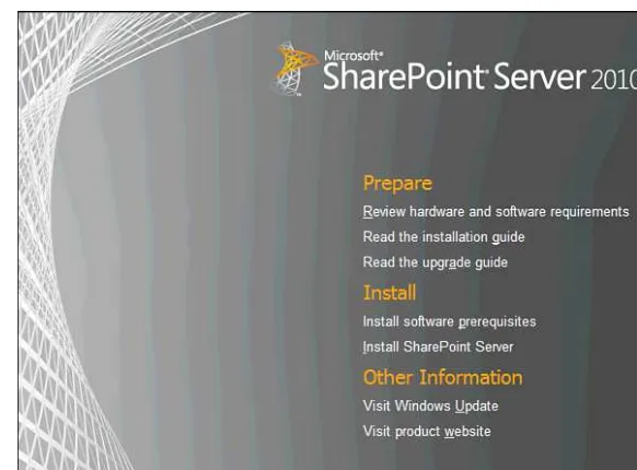 Figure 1.3: The SharePoint installation splash screen