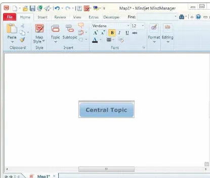Figure 2-2. The initial MindManager starting screen with a default central topic 