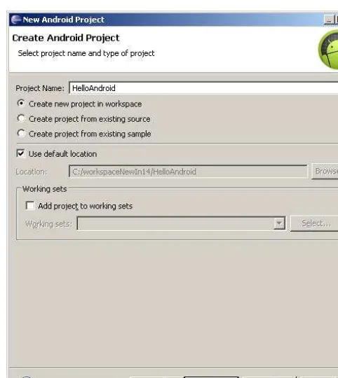 Figure 2–6. Using the New Project Wizard to create an Android application 