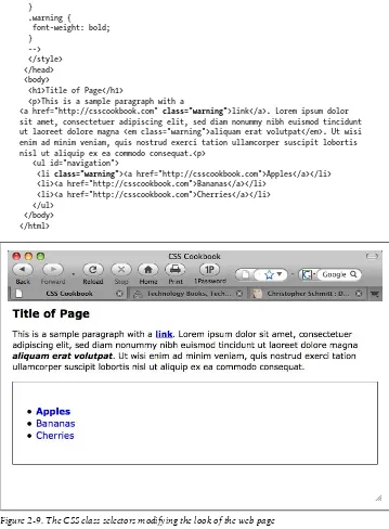 Figure 2-9. The CSS class selectors modifying the look of the web page