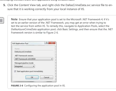 FIguRE 2-6 Configuring the application pool in IIS.