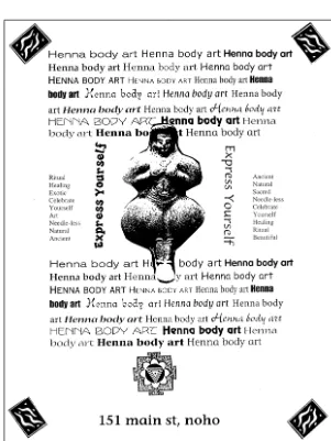Figure 2. Henna arrives on Main St. Joni’s flier from a beauty salon inNorthhampton; courtesy of henna artist