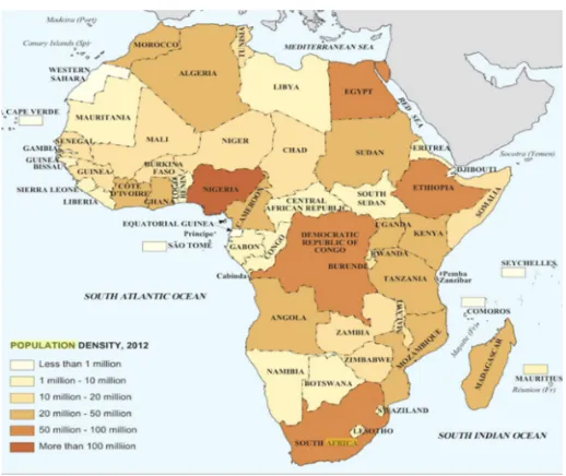 Gambar IV.B.5 Peta Kepadatan Populasi Penduduk di Afrika