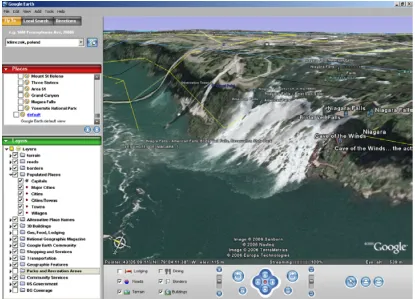 Gambar 2. Tampilan Google Earth mengakses Air Terjun Niagara