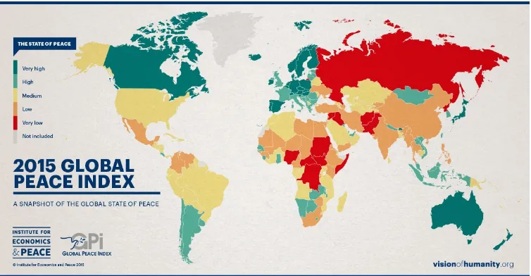 Gambar 1. Peta Global Peace Index tahun 2015.