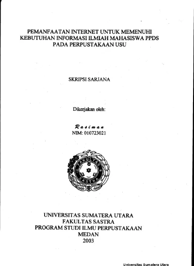 Pemanfaatan Internet Untuk Memenuhi Kebutuhan Informasi Ilmiah