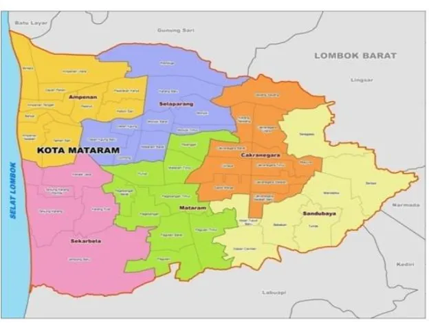 Gambar 2. Peta Wilayan Administratif Kota Mataram 