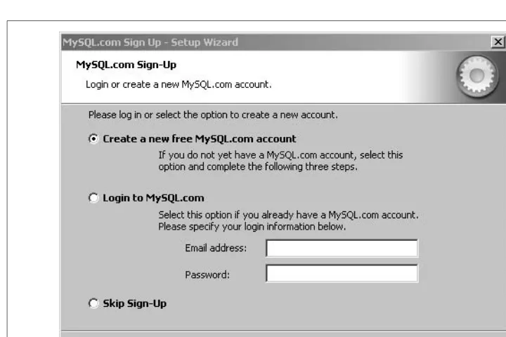 Figure 2-19. The MySQL.com account setup dialog
