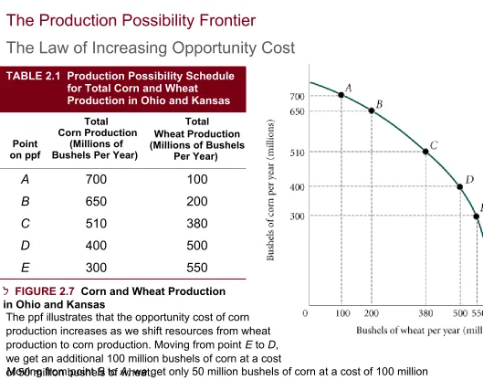 TABLE 2.1  Production Possibility Schedule for Total Corn and Wheat 