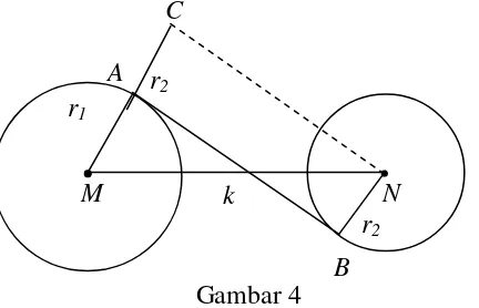 Gambar 4 AB adalah garis singgung persekutuan dalam AB   = CN 