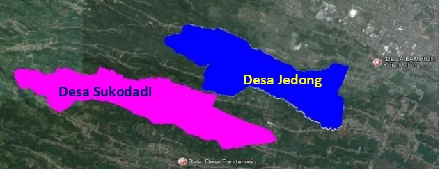 Gambar 3.1 : Peta Lokasi Penelitian di Desa Jedong dan Sukodadi 