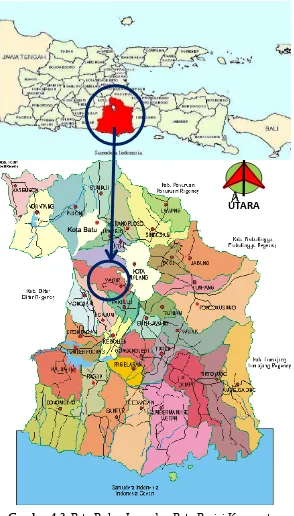 Gambar 4.3: Peta Pulau Jawa dan Peta Posisi Kecamatan Wagir Kabupaten Malang 