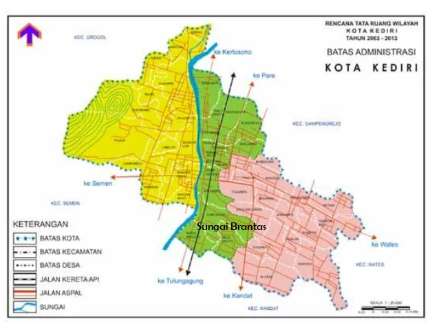 Gambar 4.3. Peta Rencana Tata Guna Lahan  Kota Kediri Sumber: http//www.Wikipedia 