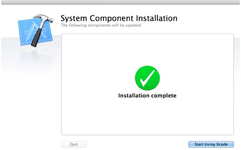 Figure 1-3. The installation of additional tools required by Xcode