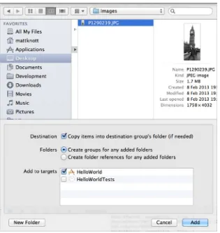 Figure 2-20. The Add Files dialog; note Copy Items into destination … is checked