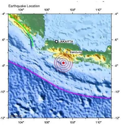 Gambar 1.1. Epicenter Gempa Tasik 2 September 2009 